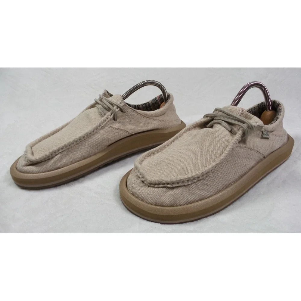 Sanuk Single Fin ST Shoes Mens Size 9 Greige Comfort Loafer Lightweight NWOB